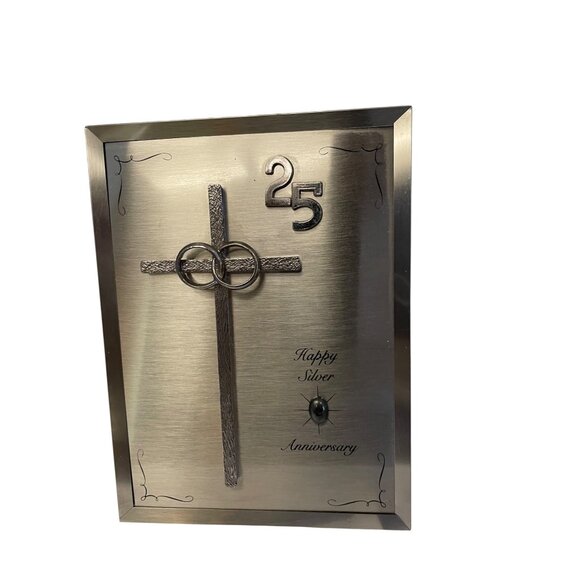 Furtado 25th Happy Silver Anniversary Musical Frame With Cross Giveaways Gray Me - Picture 13 of 16